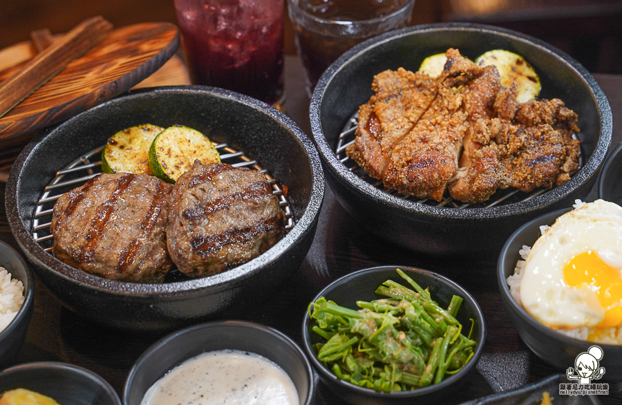 小歐圓 炭烤漢堡肉 炭烤雞腿排 炭燒 煙燻 獨門 苓雅市場 餐館 小餐廳 定食