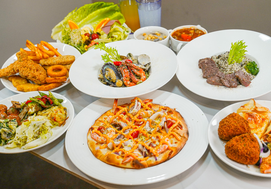 日落饗宴 必吃 好吃 親子 家庭客 高雄吃到飽 無限放題 披薩 義大利麵 燉飯